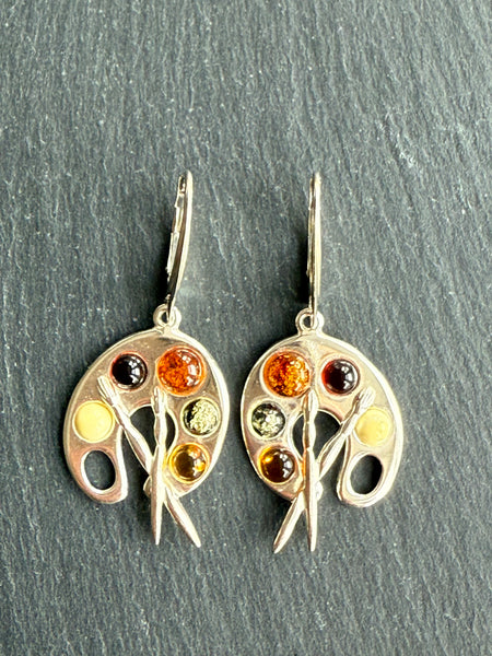 Amber artist palette earrings