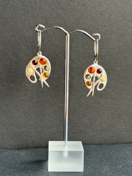 Amber artist palette earrings