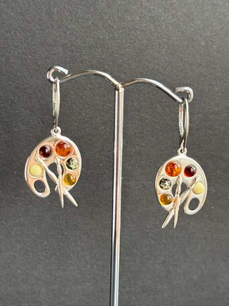 Amber artist palette earrings