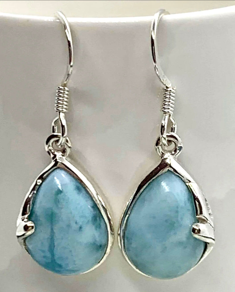 Sterling Silver and Larimar Drop Earrings