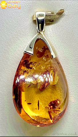 Sterling Silver and Cognac Baltic Amber Pendant