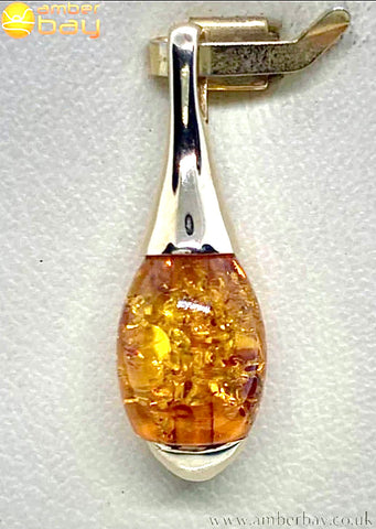 Sterling Silver Cognac Baltic Amber Pendant