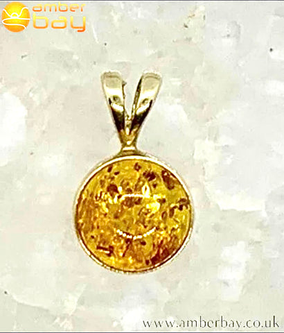9ct Yellow Gold and Cognac Baltic Amber Pendant