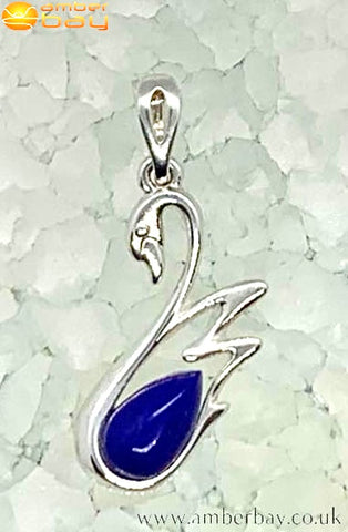 Sterling Silver and Lapis Lazuli Swan Pendant
