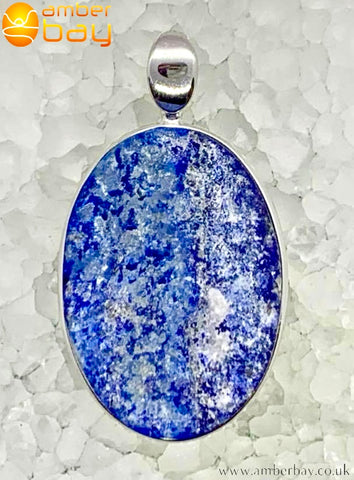 Sterling Silver Raw Lais Lazuli Pendant