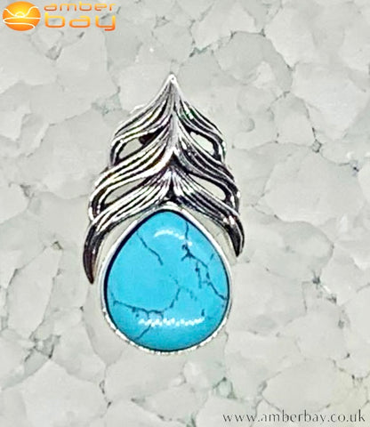 Sterling Silver and Turquoise Feather Pendant