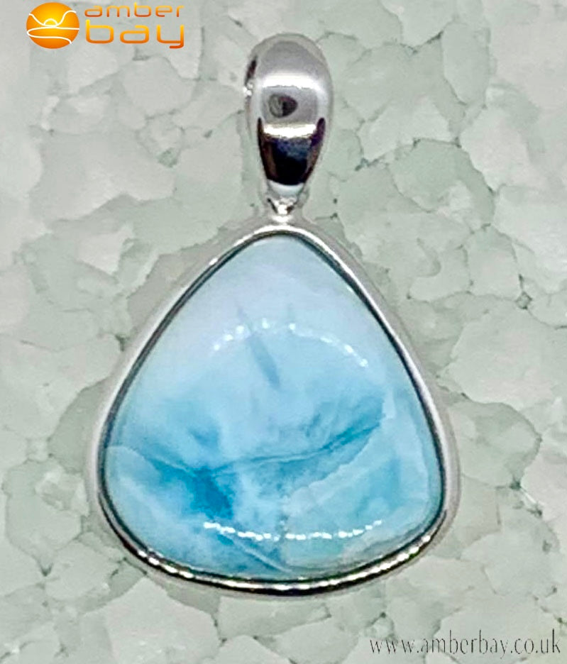 Sterling Silver and Larimar Triangular Pendant