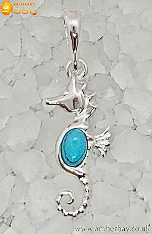 Sterling Silver and Turquoise Seahorse Pendant