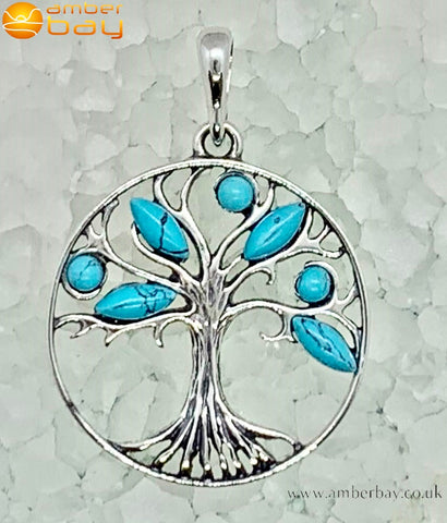 Sterling Silver and Turquoise Tree of Life Pendant