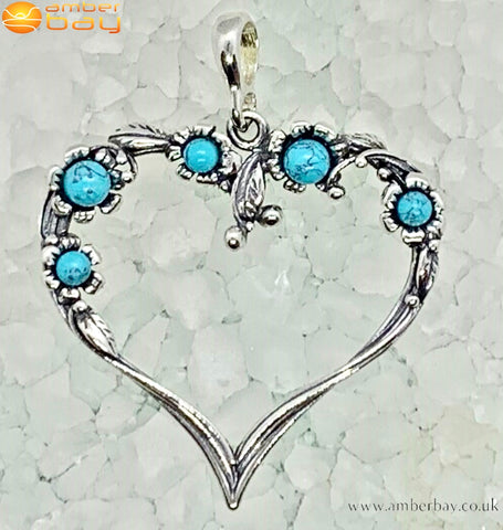 Sterling Silver and Turquoise Heart Shaped Pendant