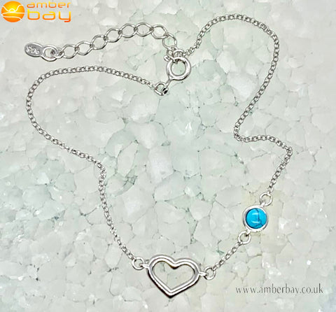 Sterling Silver and Turquoise Heart Bracelet