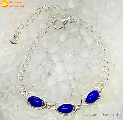Sterling Silver and Lapis Lazuli Bracelet