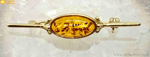 9ct Yellow Gold and Cognac Baltic Amber Brooch
