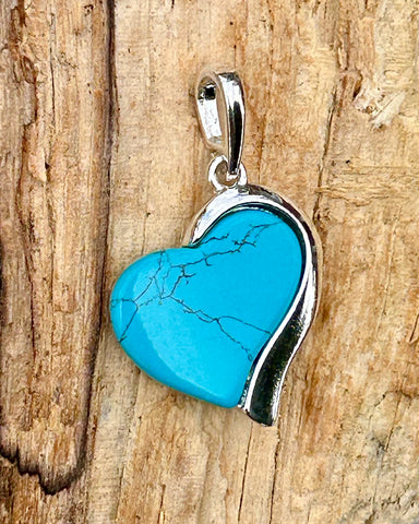 Sterling Silver Heart Turquoise Pendant