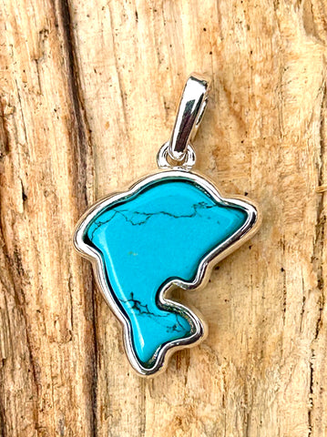Sterling Silver Dolphin Turquoise Pendant