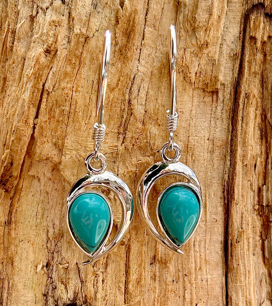 Sterling Silver and Turquoise Teardrop Earrings