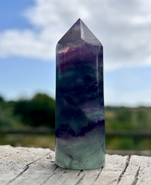 Green & Purple Fluorite Rounded Crystal Point