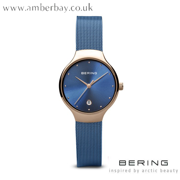 Bering Ladies Blue Milanese Strap Watch 13326-368