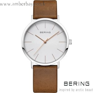 Bering Unisex Leather Strap Watch 13436-506