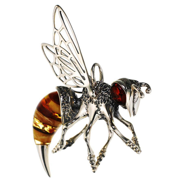 Sterling Silver and Amber Bee Pendant