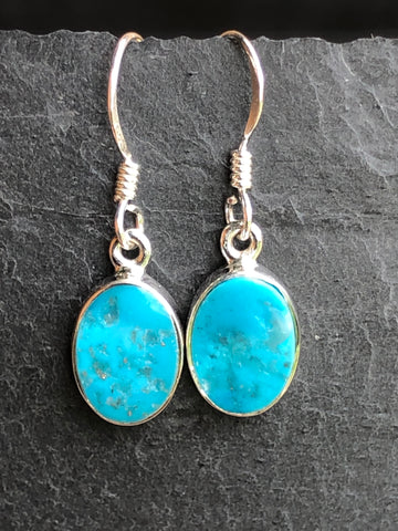 Sleeping Beauty Turquoise Oval Drop Earrings