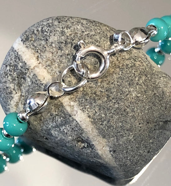 Turquoise and silver bead bracelet