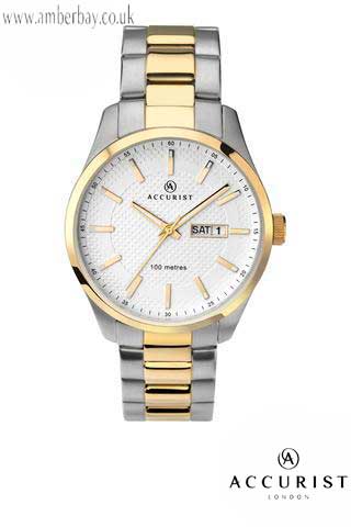 Accursit Gents Day Date Stainless Steel Watch 7057