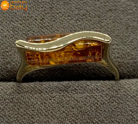 9ct Yellow Gold Cognac Baltic Amber Ring