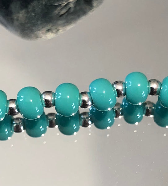Turquoise and silver bead bracelet