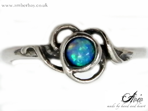 Aviv Sterling Silver and Opal Twist Ring
