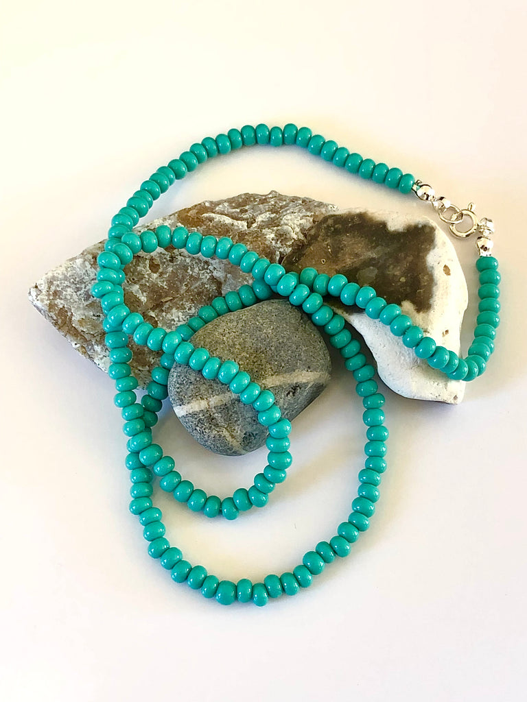 Turquoise and Sterling silver bead Necklace