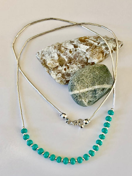 Turquoise and silver bead Necklace