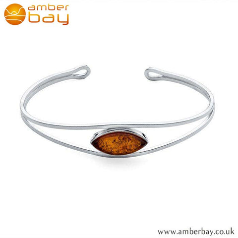 Silver and Amber Bangle BN201 at Amber Bay