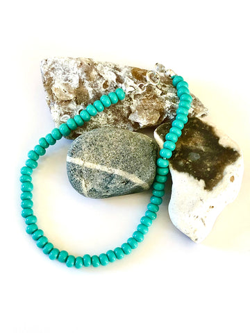Turquoise and Sterling silver bead bracelet