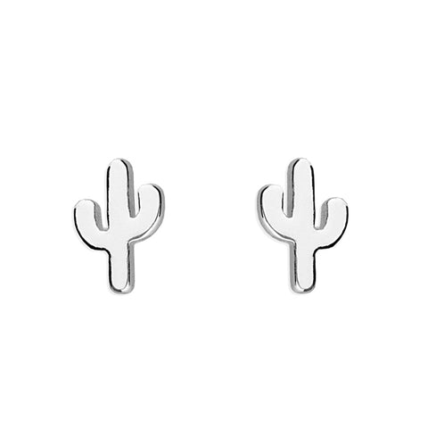 Sterling Silver Small Cactus Stud Earrings