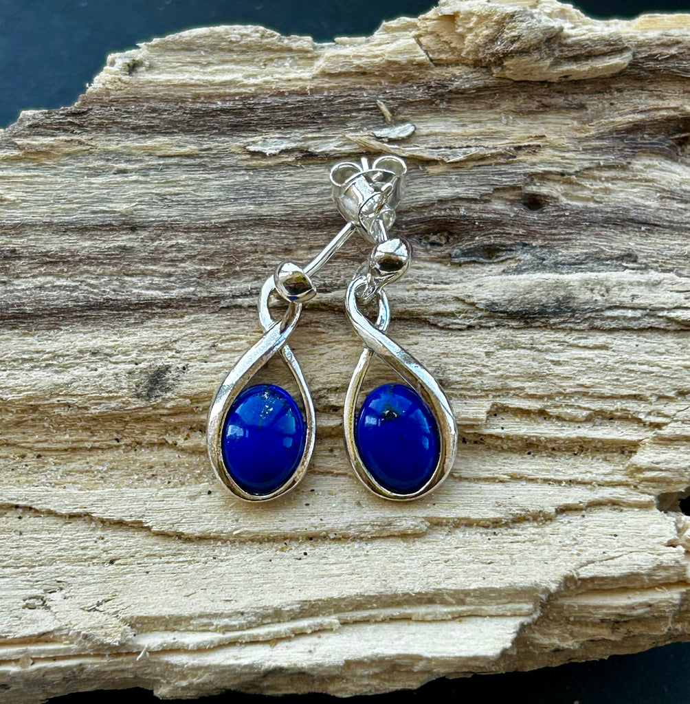 Lapis lazuli and sterling silver drop earrings