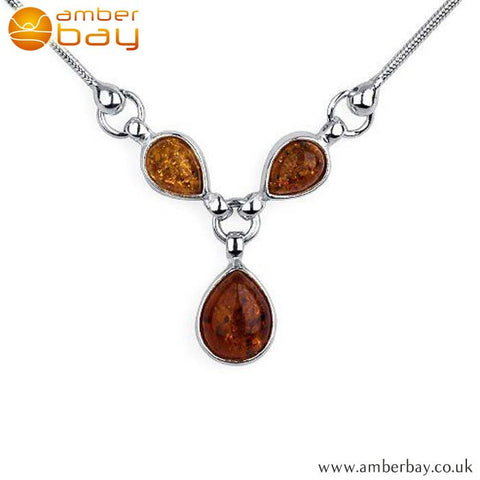 Silver and Amber Trilogy Necklace NK203 at Amber Bay