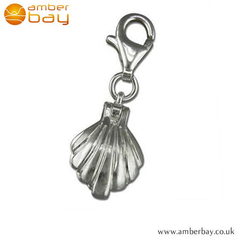 Sterling Silver Clam Shell with Pearl Charm R5956 at Amber Bay