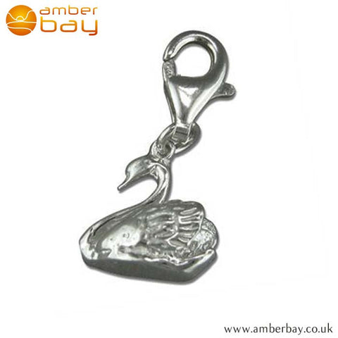 Sterling Silver Swan Charm R5963 at Amber Bay