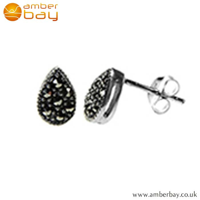 Sterling Silver and Marcasite Teardrop Studs S459MR at Amber Bay
