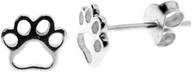 Sterling Silver Open Paw Print Stud Earrings