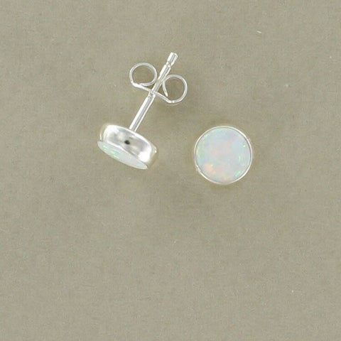 Silver and Opalique Ear Studs