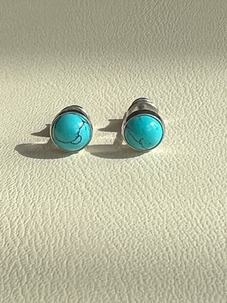 Turquoise medium round studs earrings
