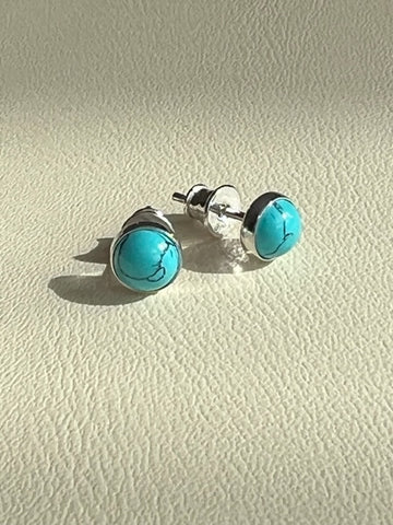 Turquoise medium round studs earrings