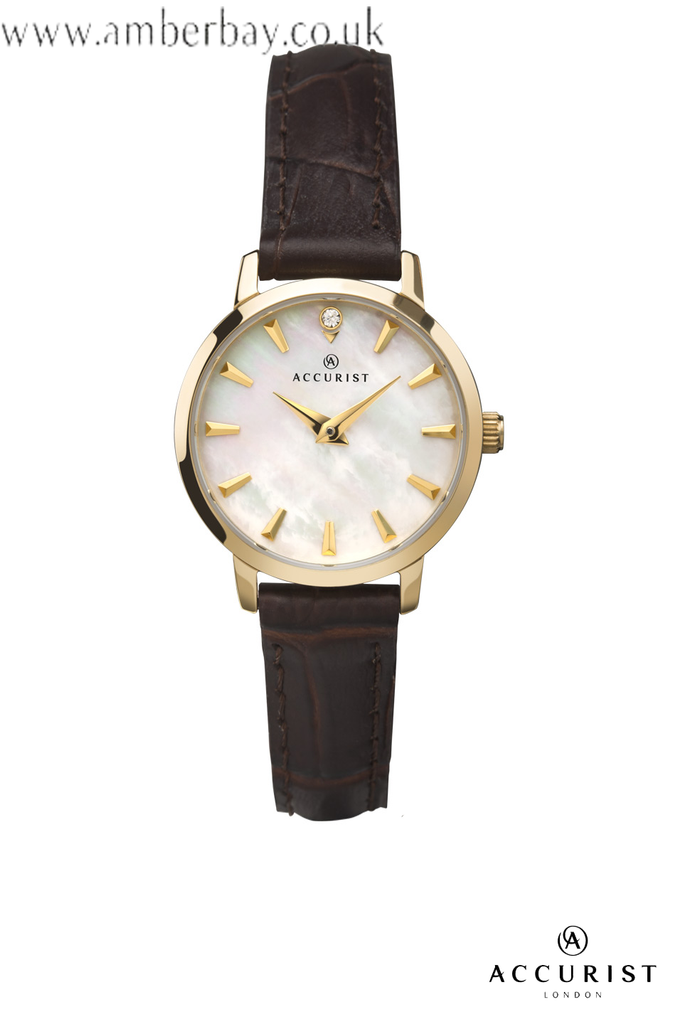 8229 Ladies Accurist Brown Leather Strap Watch 8229