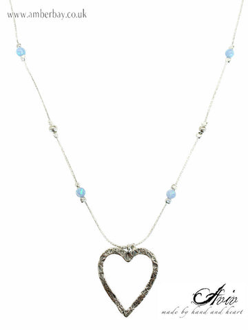 Aviv Sterling Silver and Opalique Heart Necklace