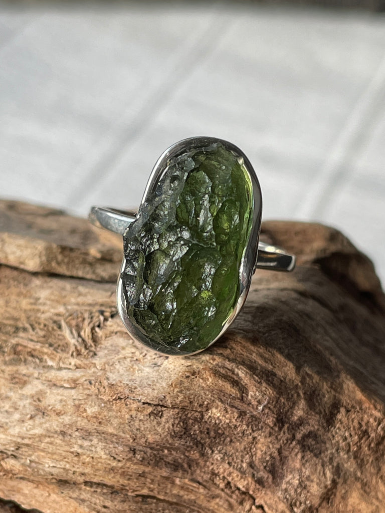 Genuine 2025 moldavite ring