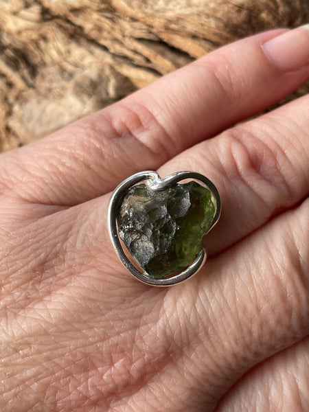 Genuine Chlum Moldavite Ring