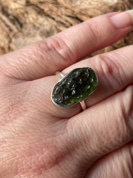 Genuine Chlum Moldavite Ring