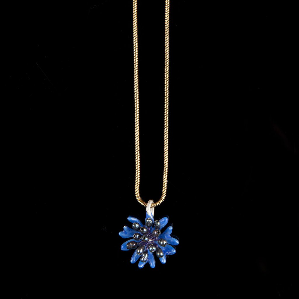 Michael Michaud Blue Cornflower Necklace